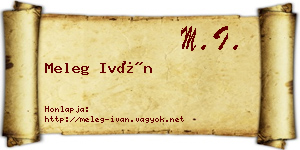 Meleg Iván névjegykártya