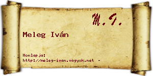 Meleg Iván névjegykártya